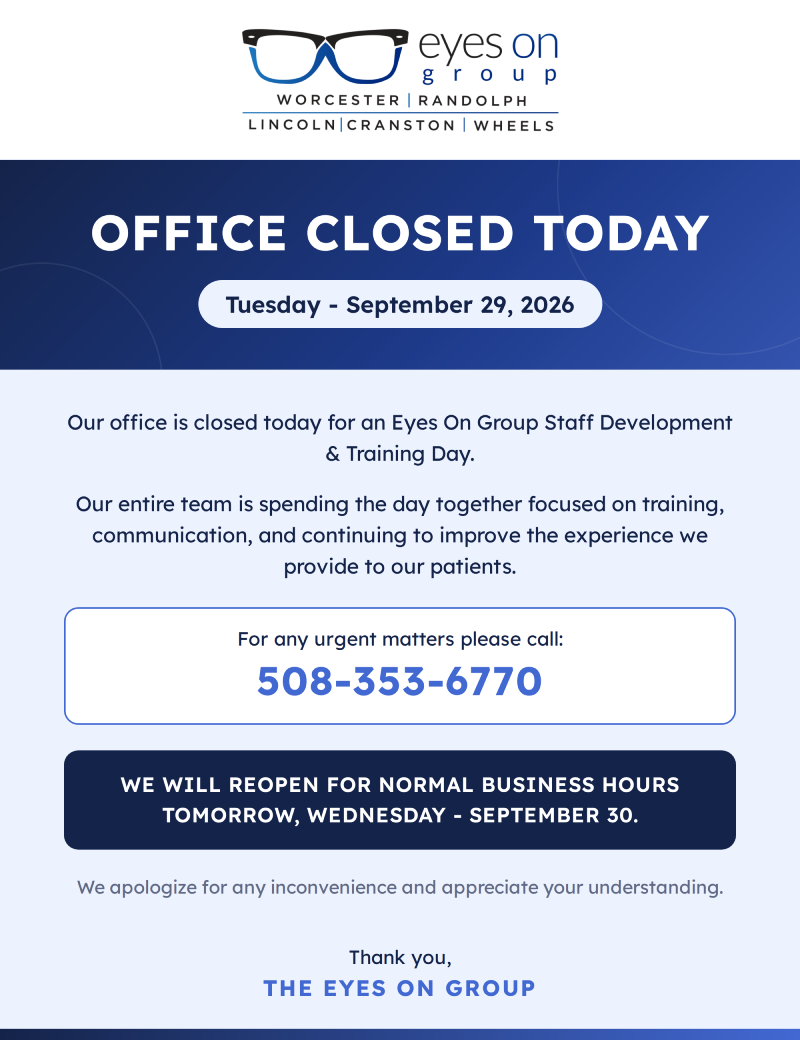 Eyes On Group Office Closed Notice
